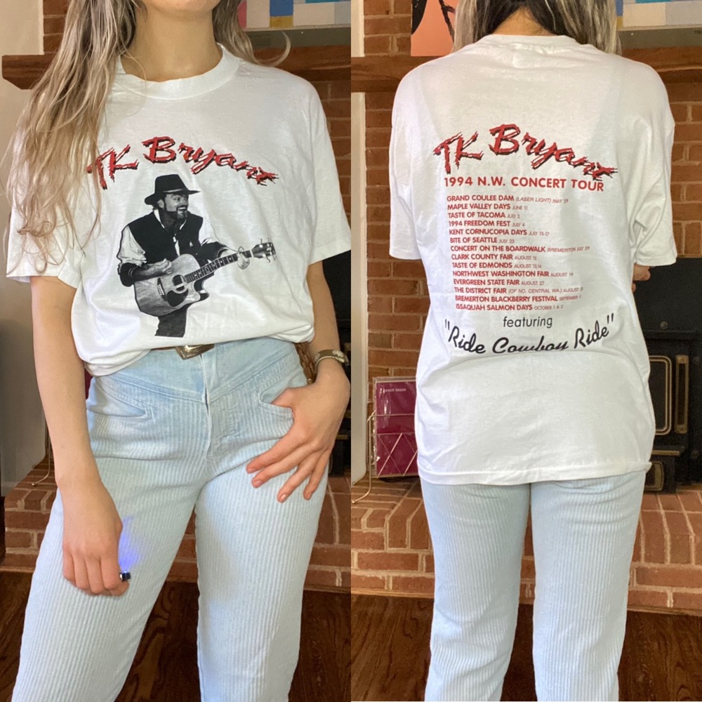 Vintage 1994 T.K. Bryant N.W. Concert Tour Band Tee Ride Cowboy Music Gu…